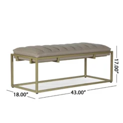 Riebe Contemporary Handmade Channel Stitch Ottoman Bench Dark Cream/Matte Gold - Christopher Knight Home -DreamNest Store GUEST 5b35c381 0e2e 414b 9356 4986765571ca