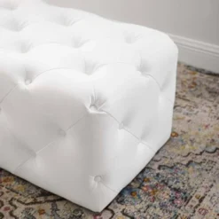 48" Amour Tufted Button Entryway Faux Leather Bench White - Modway 14 48" Amour Tufted Button Entryway Faux Leather Bench White - Modway -DreamNest Store GUEST 5b7172bf d15e 49f2 af8b a1b1285fb417