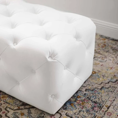 48" Amour Tufted Button Entryway Faux Leather Bench White - Modway 6 48" Amour Tufted Button Entryway Faux Leather Bench White - Modway - Image 6