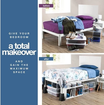 Adjustable Bed Risers - Heavy Duty Furniture Riser Set Of 4 In Heights Of 8, 5, Or 3 Inches For Table Risers, Bed Frame Risers In Black – Homeitusa 3 Adjustable Bed Risers - Heavy Duty Furniture Riser Set Of 4 In Heights Of 8, 5, Or 3 Inches For Table Risers, Bed Frame Risers In Black – Homeitusa - Image 3