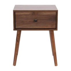 Flash Furniture Hatfield Mid-Century Modern One Drawer Wood Nightstand, Side Accent Or End Table With Soft Close Storage Drawer, Dark Walnut -DreamNest Store GUEST 5bce26da 232f 4af1 973a ccefa71c64e1