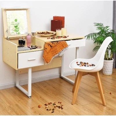 Costway Vanity Table Flip Top Square Makeup Table Writing Table 2 Costway Vanity Table Flip Top Square Makeup Table Writing Table - Image 2