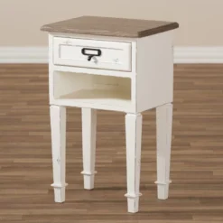 Dauphine 1 Drawer Provincial Style Oak And Distressed Finish Wood Nightstand White - Baxton Studio 12 Dauphine 1 Drawer Provincial Style Oak And Distressed Finish Wood Nightstand White - Baxton Studio -DreamNest Store GUEST 5c396125 e0ca 49fa 9750 b5c00e1852ca
