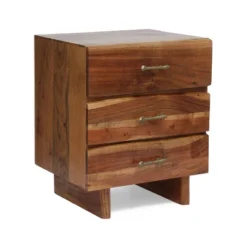 Terrell Handcrafted Boho Acacia Wood 3 Drawer Nightstand Dark Natural - Christopher Knight Home -DreamNest Store GUEST 5d0377ad 157d 418a af00 5f702a5ad100