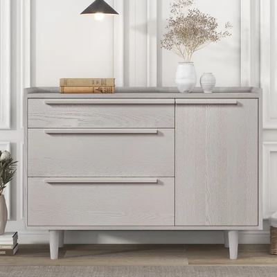 Clio Manufactured Wood Horizontal 3-Drawer Dresser With Solid Wood Legs-Maison Boucle 8 Clio Manufactured Wood Horizontal 3-Drawer Dresser With Solid Wood Legs-Maison Boucle - Image 8