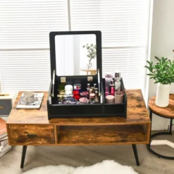 Costway 2-in-1 Vanity Dresser W/ Flip-Top Mirror Tabletop Storage Box Makeup Laptop Black 11 Costway 2-in-1 Vanity Dresser W/ Flip-Top Mirror Tabletop Storage Box Makeup Laptop Black -DreamNest Store GUEST 5d73f088 b344 4c3c 9d34 a6b4e8325aa3