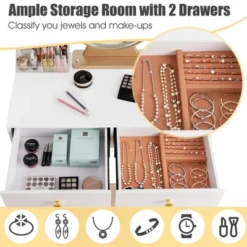 Costway Vanity Makeup Dressing Table W/ 3 Lighting Modes Mirror Touch Switch White 15 Costway Vanity Makeup Dressing Table W/ 3 Lighting Modes Mirror Touch Switch White -DreamNest Store GUEST 5dc13e17 d336 4244 b34a a519067c03ee