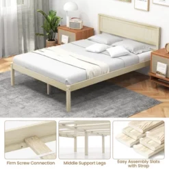 Costway Full/Queen/Twin Size Wooden Platform Bed Frame With Headboard Mattress Foundation Natural -DreamNest Store GUEST 5dc4ab24 1669 4b96 85f3 5f7444249e6b