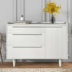 Clio Manufactured Wood Horizontal 3-Drawer Dresser With Solid Wood Legs-Maison Boucle 17 Clio Manufactured Wood Horizontal 3-Drawer Dresser With Solid Wood Legs-Maison Boucle -DreamNest Store GUEST 5e809485 e9f7 4928 8eb5 d318c1a65492