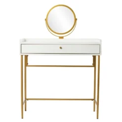 Randburg Vanity Table With Mirror White/Gold - Aiden Lane 11 Randburg Vanity Table With Mirror White/Gold - Aiden Lane -DreamNest Store GUEST 5e946b7c d2dc 4daa 9e75 6d3be1eebdd1