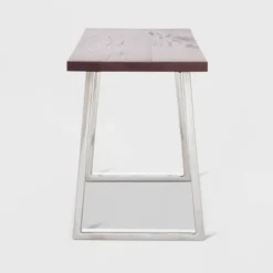 Lionel Wood And Stainless Steel Metal Bench Dark Walnut Brown - Finch -DreamNest Store GUEST 5e96888a e194 4ddc a2d3 c2e4225b1499