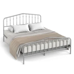 Costway Queen Size Metal Bed Frame Platform Headboard & Footboard W/Storage Sliver -DreamNest Store GUEST 5ee2ecd1 58e9 49d4 b0e2 fab86f2b1b6c