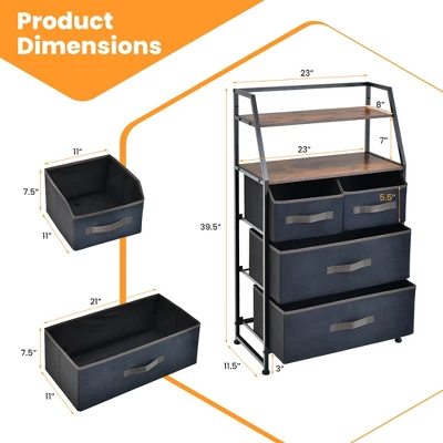 Costway 4-Drawer Dresser Organizer Closet Storage Cabinet With Shelves & Foldable Drawers 2 Costway 4-Drawer Dresser Organizer Closet Storage Cabinet With Shelves & Foldable Drawers - Image 2