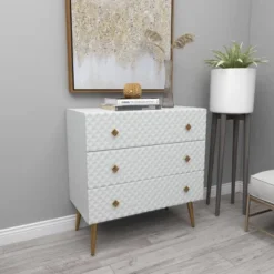 Modern 3 Drawer Wooden Chest White - Olivia & May -DreamNest Store GUEST 5eef6b2e c029 4621 93e3 5d0f17db00cf