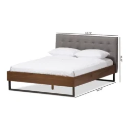 Mitchell Rustic Industrial Walnut Wood And Fabric Metal Platform Bed - Baxton Studio -DreamNest Store GUEST 5f04510c 0451 4842 ba1c 4ea8787bab67