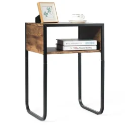 Costway Side Table Industrial Coffee Table W/Metal Frame Rustic End Table Nightstand -DreamNest Store GUEST 5f05fb45 17b7 45bc 9cb4 72528f14966e