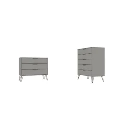 Rockefeller 5 Drawer And 3 Drawer Dresser Set - Manhattan Comfort -DreamNest Store GUEST 5f13ff2f 83f0 4e91 a707 5f1c80c197a7