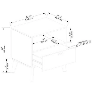 Reid 1 Drawer Nightstand Walnut - Linon 12 Reid 1 Drawer Nightstand Walnut - Linon - Image 12
