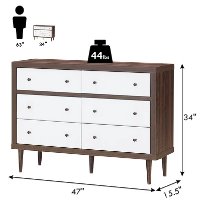 Costway 6 Drawer Dresser Wood Chest Of Drawers Storage Freestanding Cabinet Organizer 1 Costway 6 Drawer Dresser Wood Chest Of Drawers Storage Freestanding Cabinet Organizer