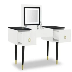 43.3" Modern Vanity Table Set With Flip-Up Mirror, LED Lights And Storage - ModernLuxe 10 43.3" Modern Vanity Table Set With Flip-Up Mirror, LED Lights And Storage - ModernLuxe -DreamNest Store GUEST 5fa82ec4 dd96 4195 85b2 8b4bd238d920