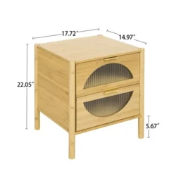 Aash 2 Drawer Nightstand With Shelf,Bedside Table Bamboo With Storage (22.05"H*17.72"W*14.97"D)-The Pop Home 13 Aash 2 Drawer Nightstand With Shelf,Bedside Table Bamboo With Storage (22.05"H*17.72"W*14.97"D)-The Pop Home -DreamNest Store GUEST 6014f0c8 3748 4878 b961 f3515fb931c3