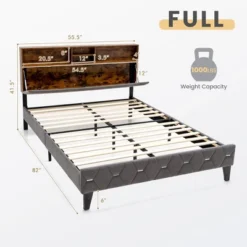 Costway Bed Frame Upholstered Platform Mattress Foundation With Storage Headboard -DreamNest Store GUEST 6028ade9 d85e 4a25 ac2a 8d8c46cd46e8