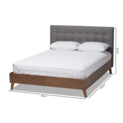 King Alinia Mid Century Retro Modern Fabric Upholstered Walnut Wood Platform Bed - Baxton Studio -DreamNest Store GUEST 60454dc3 2dbb 4c16 8908 9d6b6312788b