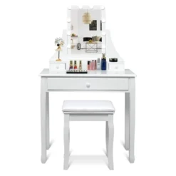 Tangkula Make-Up Vanity Table Dresser Set W/LED Light & Padded Stool -DreamNest Store GUEST 60a9e6ff 9844 4dbe 9f3c 6279eea8ff8c