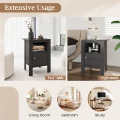 Costway Nightstand Compact Side End Sofa Table With Open Shelf & Cabinet Dark Grey Oak/Walnut 14 Costway Nightstand Compact Side End Sofa Table With Open Shelf & Cabinet Dark Grey Oak/Walnut -DreamNest Store GUEST 60fbe3e9 d310 4c13 9c33 2dabc377979c