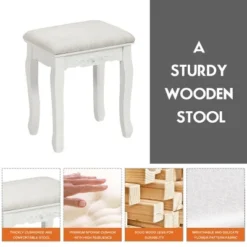 Costway Vanity Wood Makeup Dressing Table Stool 4 Drawers Black/White 13 Costway Vanity Wood Makeup Dressing Table Stool 4 Drawers Black/White -DreamNest Store GUEST 610075fb 4bfb 46ef 8182 7ea988232087