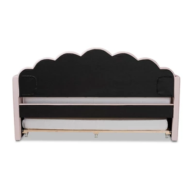 Timila Velvet Fabric Upholstered Daybed With Trundle Light Pink - Baxton Studio 7 Timila Velvet Fabric Upholstered Daybed With Trundle Light Pink - Baxton Studio - Image 7