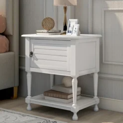 Nightstand With USB Charging Port, Cabinet With Two Built-in Shelves And One Open Storage - ModernLuxe -DreamNest Store GUEST 61304aa0 49a8 4642 b2aa 525e76adbdd4