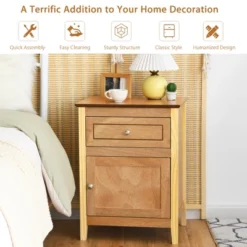 Costway 2PCS Nightstand With Drawer Accent Side End Table Storage Cabinet WhiteNatural -DreamNest Store GUEST 6187ccbd 0b1c 4bbd b0bc 31369f5b2726