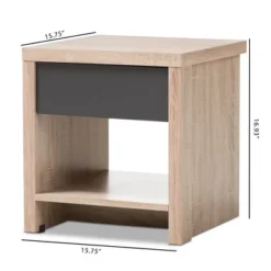 Jamie Modern And Contemporary Two - Tone Wood 1 - Drawer 1 - Shelf Nightstand - Brown - Baxton Studio -DreamNest Store GUEST 6277ceef ad45 4f04 9249 d0b3e80957bf