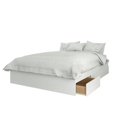 Full Cadence Storage Bed And Headboard White/Black - Nexera 1 Full Cadence Storage Bed And Headboard White/Black - Nexera
