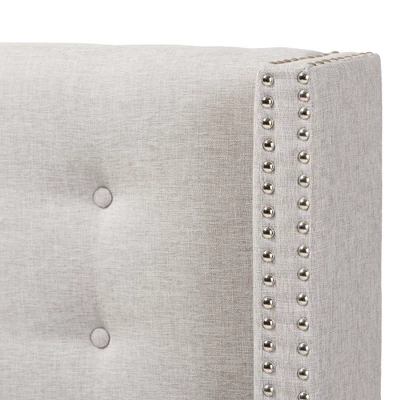 Queen Ginaro Modern And Contemporary Fabric Button Tufted Nail Head Winged Headboard Gray - Baxton Studio 2 Queen Ginaro Modern And Contemporary Fabric Button Tufted Nail Head Winged Headboard Gray - Baxton Studio - Image 2