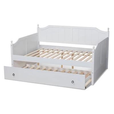Full Millie Wood Daybed With Trundle White - Baxton Studio 4 Full Millie Wood Daybed With Trundle White - Baxton Studio - Image 4