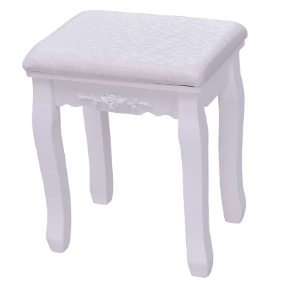 Tangkula Oval Vanity Mirror Dressing Table Beauty Dresser Cosmetics Organizer W/ Cushioned Bench 4 Tangkula Oval Vanity Mirror Dressing Table Beauty Dresser Cosmetics Organizer W/ Cushioned Bench - Image 4