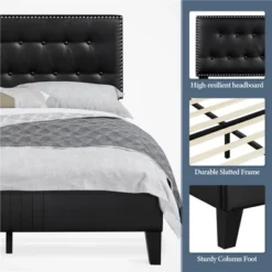 Yaheetech Upholstered Bed Frame With Button-Tufted Headboard 14 Yaheetech Upholstered Bed Frame With Button-Tufted Headboard -DreamNest Store GUEST 64368027 5ced 4af2 a3bc 153a3d11c007