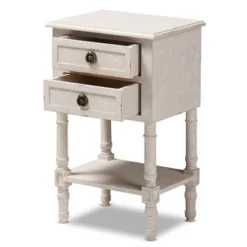 Lenore Country Cottage Farmhouse 2 Drawer Nightstand White - Baxton Studio -DreamNest Store GUEST 6444a8fb 3959 4718 9f8c db22be37fb39