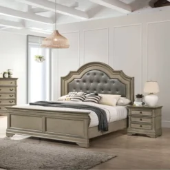 3pc Kritan Bed With 2 Nightstands Antique Warm Gray - HOMES: Inside + Out -DreamNest Store GUEST 645ef5e2 ba9d 47ce bd32 fdd34bafacec