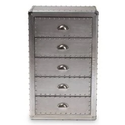 5 Drawer Davet Metal Accent Chest Silver - Baxton Studio -DreamNest Store GUEST 646889bf d034 488d ac1c 7e66a1b9d126