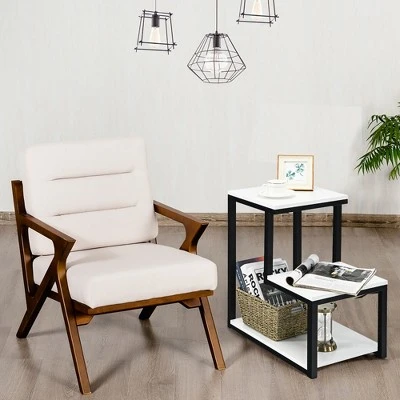 Costway 3-Tier End Table Sofa Side Table Night Stand W/ Shelf For Living Room White 3 Costway 3-Tier End Table Sofa Side Table Night Stand W/ Shelf For Living Room White - Image 3
