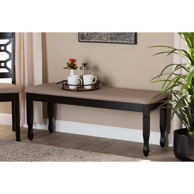 Corey Fabric Upholstered And Wood Dining Bench - Baxton Studio 4 Corey Fabric Upholstered And Wood Dining Bench - Baxton Studio - Image 4