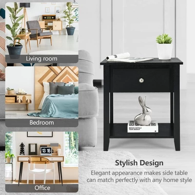 Costway Nightstand Beside Table Chest Sofa Table End Table Accent Table White 6 Costway Nightstand Beside Table Chest Sofa Table End Table Accent Table White - Image 6