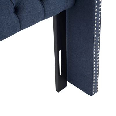 Queen Janice Upholstered Headboard Navy - Madison Park 5 Queen Janice Upholstered Headboard Navy - Madison Park - Image 5
