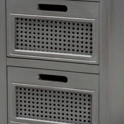 Sheldon Vintage Wood And Synthetic Rattan 3 Drawer Nightstand Gray - Baxton Studio -DreamNest Store GUEST 66f6ee83 3bfd 43fd a3e9 54eff162d98b