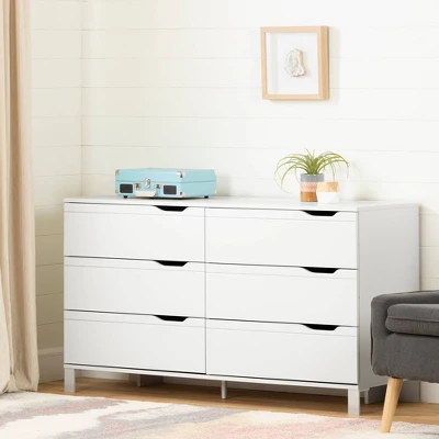 Kanagane 6 Drawer Double Dresser Pure White - South Shore 1 Kanagane 6 Drawer Double Dresser Pure White - South Shore