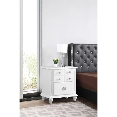 Passion Furniture Summit 5-Drawer White Nightstand (27 In. H X 16 In. W X 24 In. D) 6 Passion Furniture Summit 5-Drawer White Nightstand (27 In. H X 16 In. W X 24 In. D) - Image 6