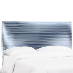 French Seam Slipcover Headboard In Nautical Stripe Navy - Cloth & Company